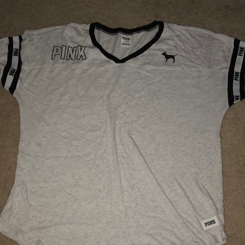 Grey and black lined PINK t shirt